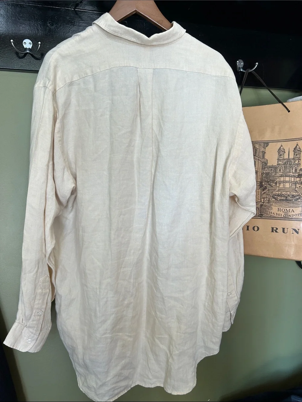 Vintage Polo by Ralph Lauren Men's Light Cream Linen Button-Down Shirt